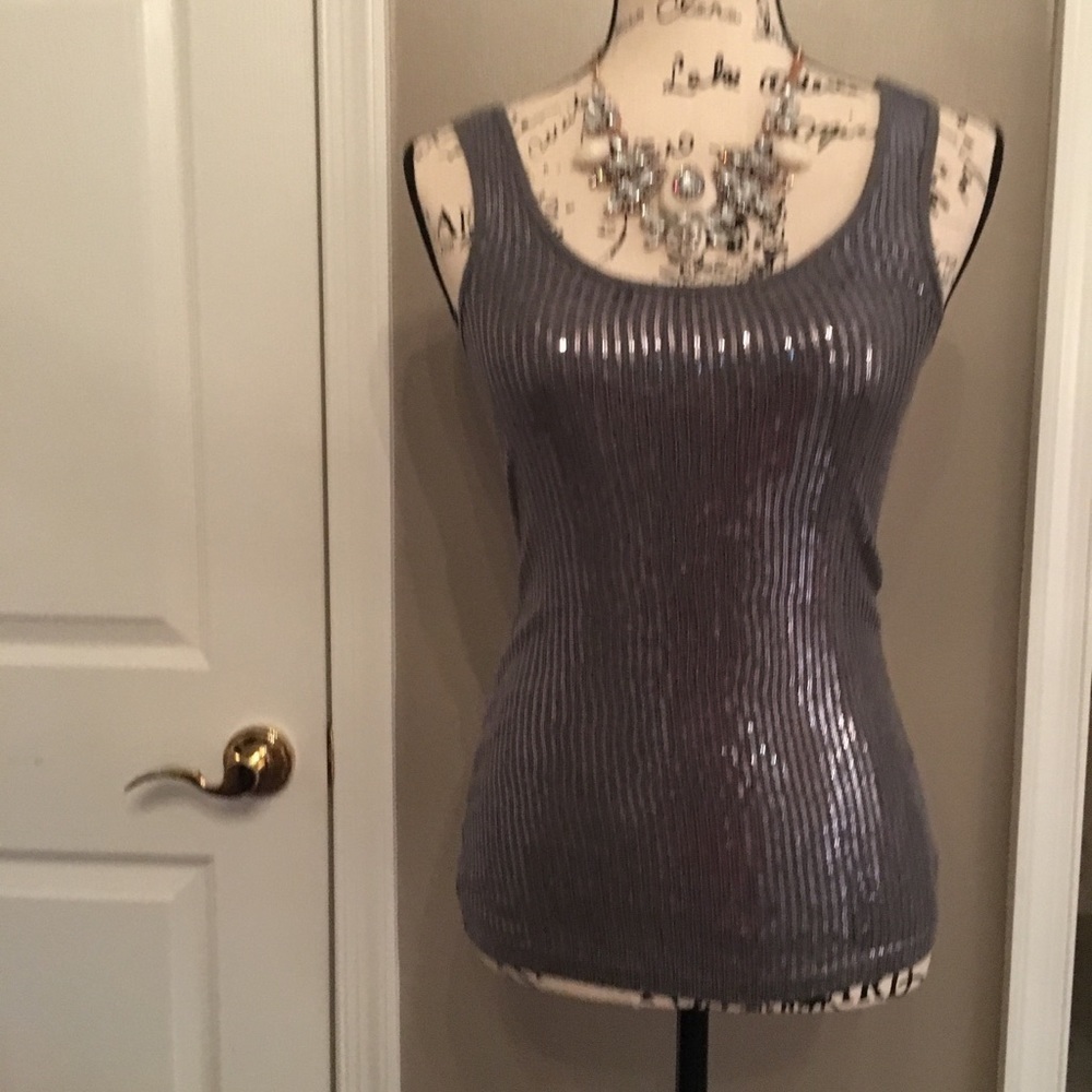 Express grey sequin tank top. Xs super cute - Picture 2 of 5